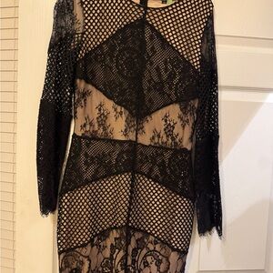 Gianni Bini Black Lace Long Sleeve Dress